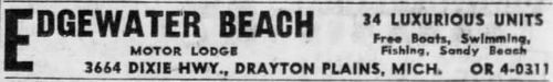 Edgewater Beach Motor Lodge - July 1961 Ad